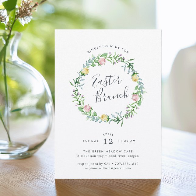 Floral Wreath Easter Brunch Invitation (Creator Uploaded)