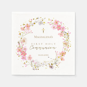 floral wreath First Holy Communion Napkin