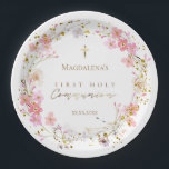 floral wreath First Holy Communion Paper Plate<br><div class="desc">First Holy Communion paper plates</div>