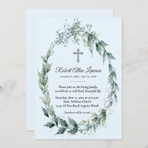 Floral Wreath Funeral Memorial Remembrance Blue