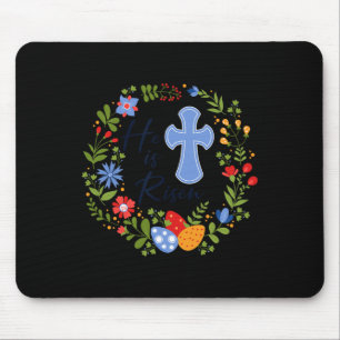Floral Wreath He Is Risen Jesus Christian Happy Ea Mouse Pad
