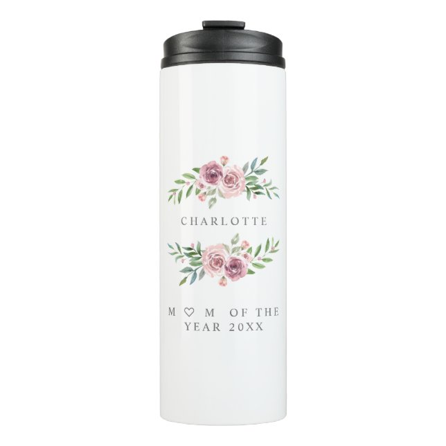 Floral Wreath in Pink Tones for Mother of the Year Thermal Tumbler (Front)