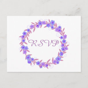 Floral Wreath Lavender RSVP Invitation Postcard
