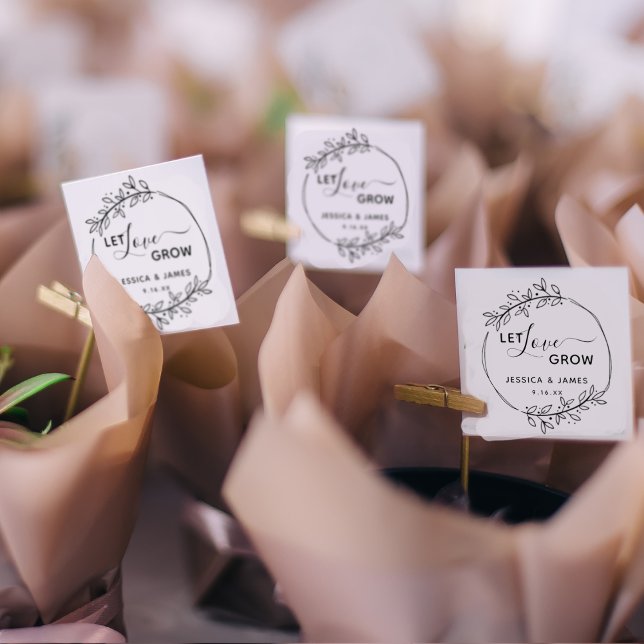 Floral Wreath Let Love Grow Wedding Rubber Stamp (Creator Uploaded)