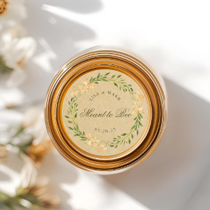 Floral Wreath Meant to Bee Wedding Favour Kraft Classic Round Sticker