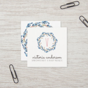 Floral Wreath Monogram Business Card