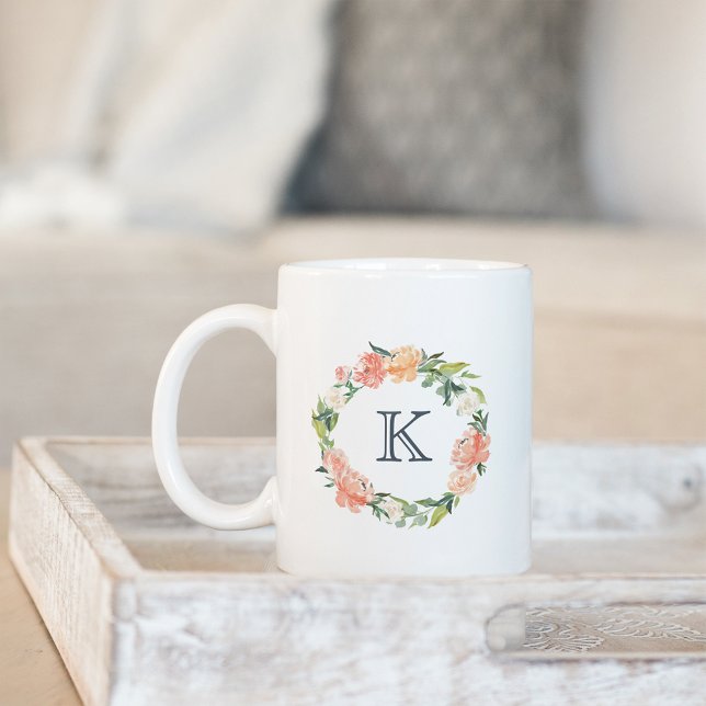 Floral Wreath Monogram Coffee Mug (Creator Uploaded)