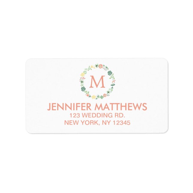FLORAL WREATH MONOGRAM LABEL (Front)