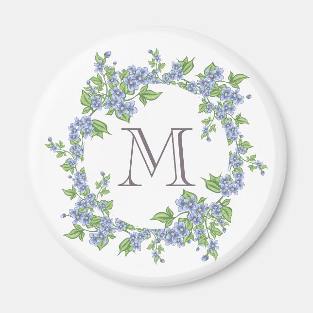 Floral Wreath Monogram Magnet (Front)