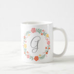 Floral Wreath Monogram Mug<br><div class="desc">Floral Wreath Monogram</div>