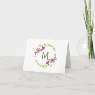 Floral Wreath Monogram Notecard