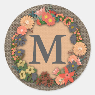 Floral Wreath Monogram Sticker