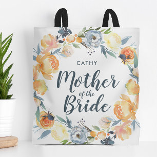 Floral Wreath Monogrammed Mother of the Bride Tote Bag