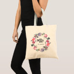 Floral Wreath | Mrs. with Personalised Name Tote Bag<br><div class="desc">The perfect gift for the future mrs.</div>