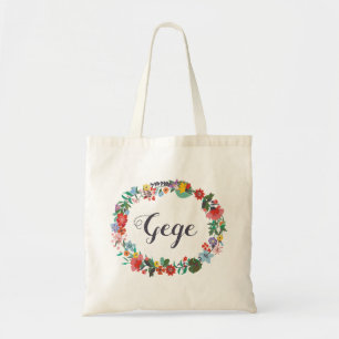 Floral Wreath Name Tote - Juliette Bag