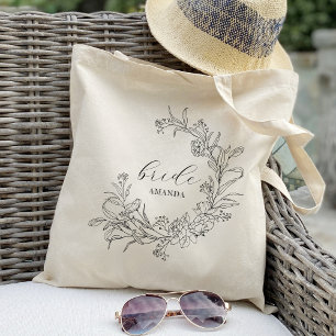 Floral Wreath Personalised Bride Favours  Tote Bag