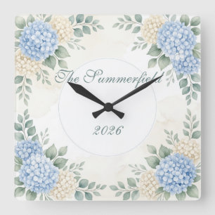 Floral Wreath Personalised Clock Watercolor