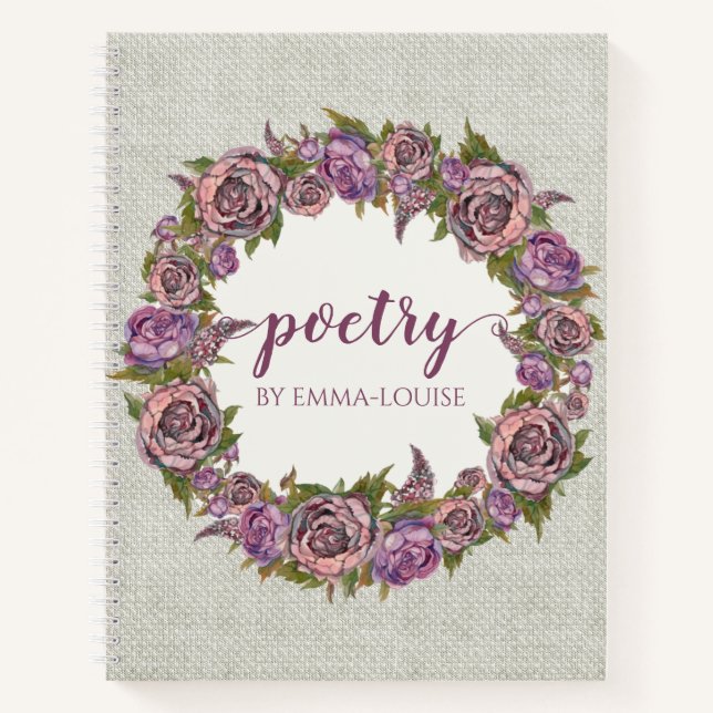 Floral Wreath Personalised Poetry Notebook (Front)