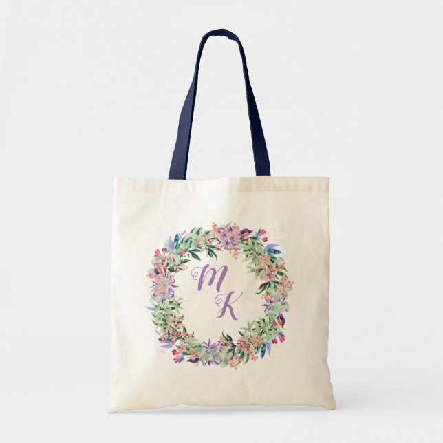 Floral Wreath Personalised Tote Bag (Front)