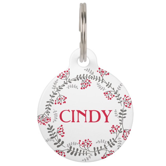 Floral Wreath Pet Tag (Front)