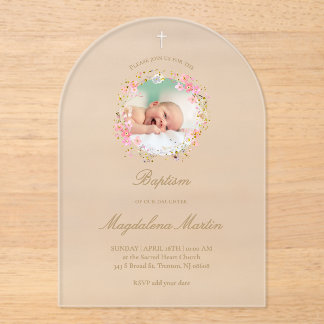 floral wreath photo | Baptism Invitation