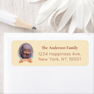 Floral Wreath photo frame yellow return address