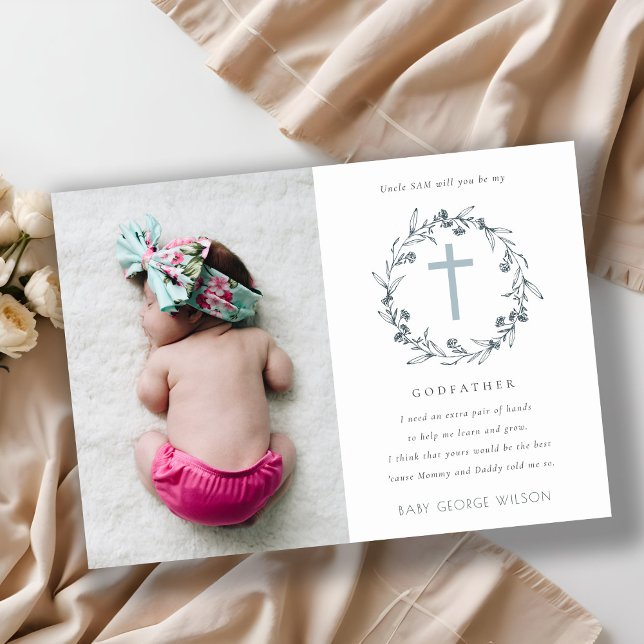 Floral Wreath Photo Godfather Proposal Invite (Creator Uploaded)