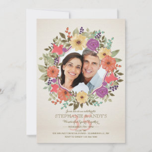 Floral Wreath Photo Invitation