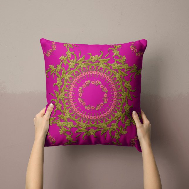 Floral Wreath Pillow in Fuchsia (Creator Uploaded)