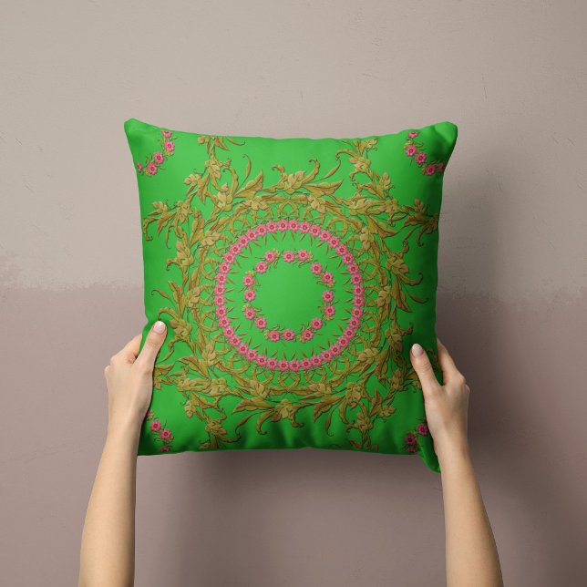 Floral Wreath Pillow in Green (Creator Uploaded)