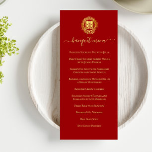 Floral wreath red Chinese wedding double happiness Menu