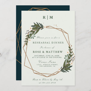 floral wreath rehearsal dinner invitation