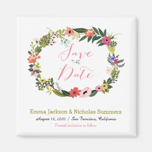 Floral Wreath Save the Date Magnet
