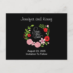 Floral Wreath  Save the Date Postcard