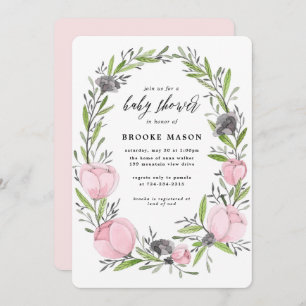 Floral Wreath Spring Baby Shower Invitation