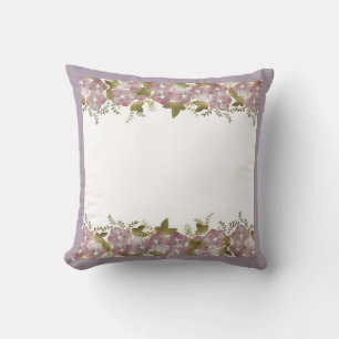 Floral wreath spring summer pink flowers green lea cushion