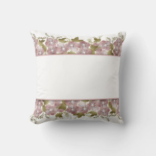 Floral wreath spring summer pink flowers green lea cushion