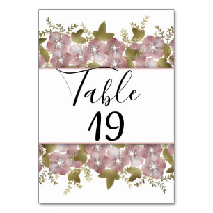 Floral wreath spring summer pink flowers green lea table number