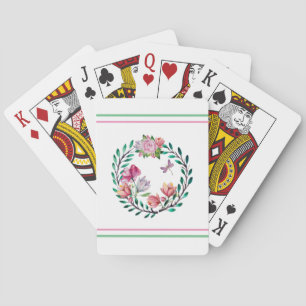 Floral Wreath & Stripes Playing Cards