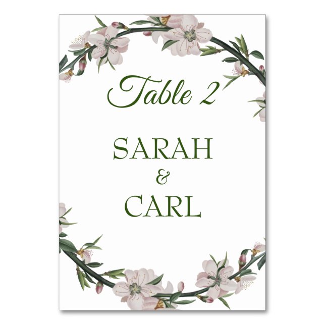 Floral Wreath Table Number (Front)
