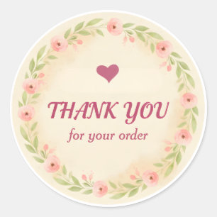 Floral Wreath Thank You Business Sticker