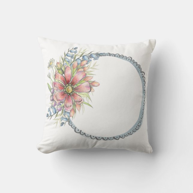 Floral Wreath Throw Pillow (Front)