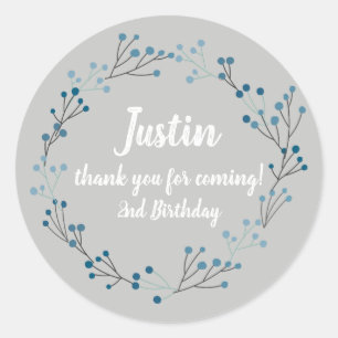 Floral Wreath Vintage Birthday Thank you stickers