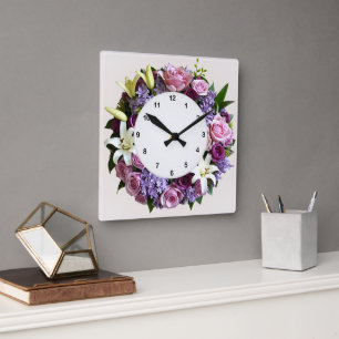 Floral Wreath Wall Clock
