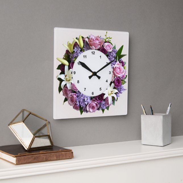 Floral Wreath Wall Clock (Office)