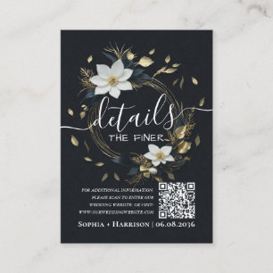 Floral Wreath Wedding Details Information QR Code Enclosure Card