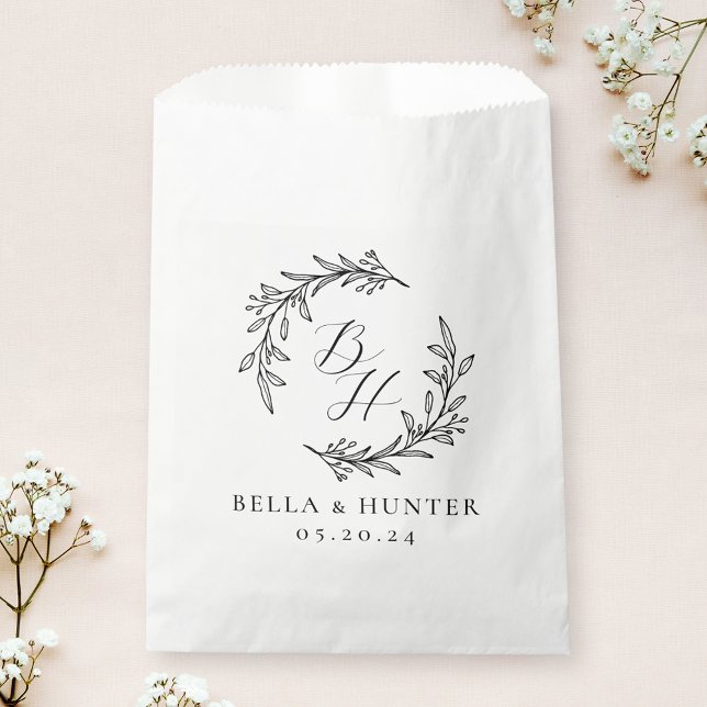 Floral Wreath Wedding Initial Monogram Favour Bags (Creator Uploaded)