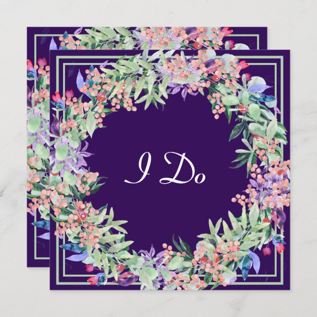 Floral Wreath Wedding Invitation (Front/Back)