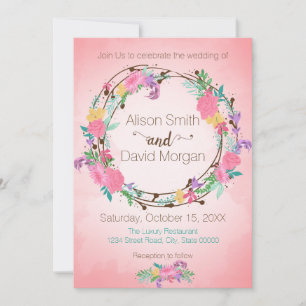 Floral Wreath Wedding Invitation