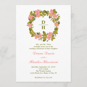 Floral Wreath Wedding Invitation